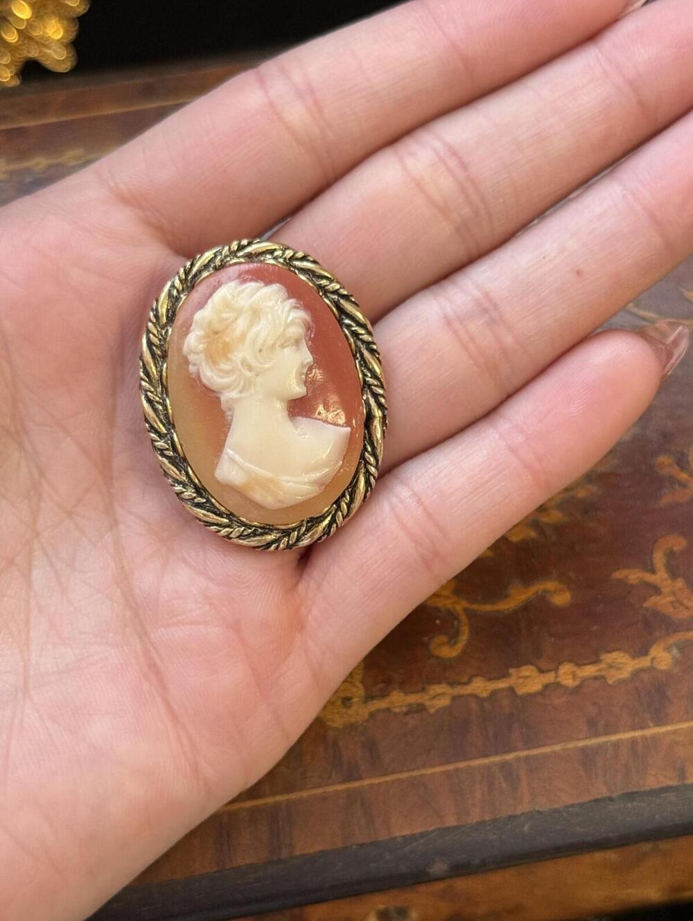 Vintage Resin Acrylic Cameo Brooch